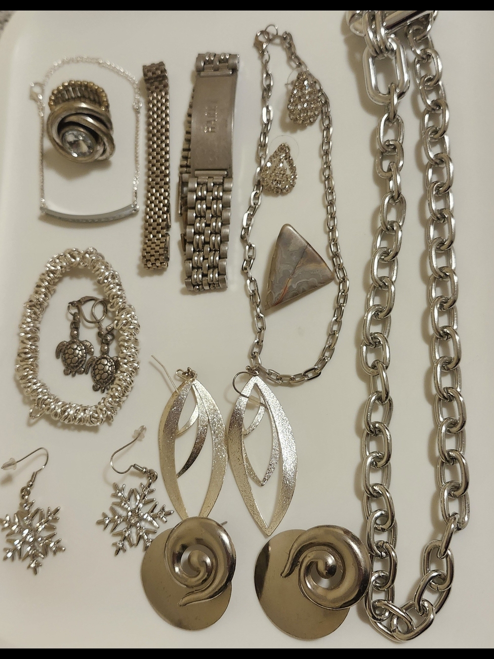 Silver Tone Jewelry Lot (Untested)